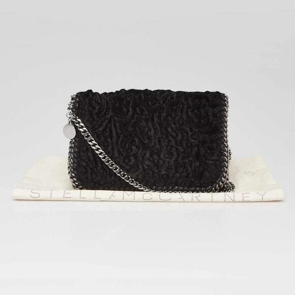 Stella McCartney Black Faux Fur Falabella Shoulder Bag - Picture 2 of 9